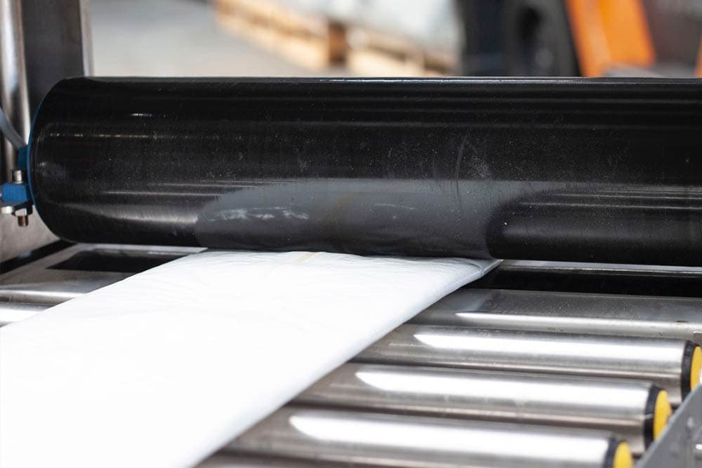 Rękaw przechodzący przez rolki kalibratora RS Calibration roller